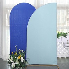 7 ft x 3 ft DUSTY BLUE Matte Fitted Spandex Half Moon Arch Stand Cover Wedding