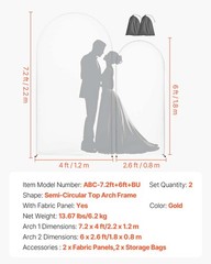 VEVOR Arch Backdrop Stand Metal Arch Backdrop Stand 7.2 ft and 6 ft with Cover