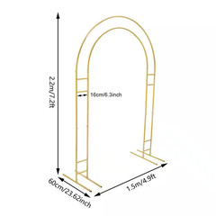 86.7 In. X 59.1 In. Gold Metal Double Tube Wedding Arch Backdrop Decoration Stan