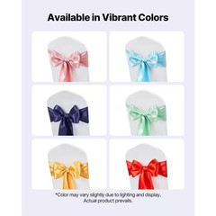 50-Pcs Satin Chair Sashes Bows Cover, 7 X 108 In. Navy Blue Ribbon Ties, Wedding