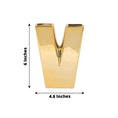 GOLD 6″ Ceramic V Symbol Flower VASE Table Centerpiece Party Events Decorations