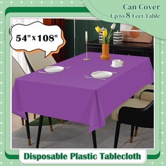 Purple 14 Pack 54 x 108 Inch Plastic Tablecloths, Disposable Rectangle Tablec…