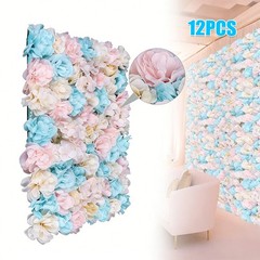 12PCS Artificial Flower Wall Panel White Hydrangea Rose Wedding Backdrop Decor