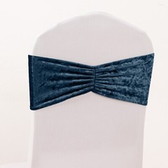 NAVY BLUE 5 Velvet Ruffled STRETCHABLE CHAIR SASHES Wedding Party Decorations
