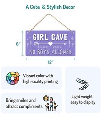 Girl Cave Sign, 12″x6″ PVC Plastic Wall Decoration Hanging Sign, Hig