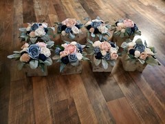 16PC Pink Dusty Blue Centerpiece Set Artificial Navy Sola Wood Wedding Flowers