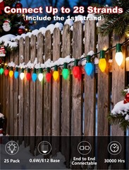 C7 LED Christmas Lights 25Ft Multicolor Christmas String Lights Outdoor with …