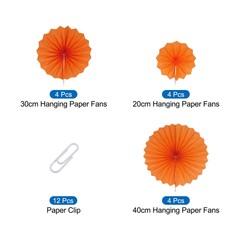 Hanging Paper Fans Party Set 12Pcs Decoration for Home Birthday Wedding(orange)