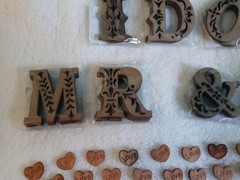 4 Sets *I Do* *Mr & Mrs* 2″ Wedding Table Decor Wood Letters Rustic Country