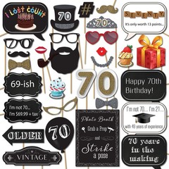 70th Birthday Photo Booth Props – 31-pc Selfie Set With 8 x 10-Inch Sign, 45 …