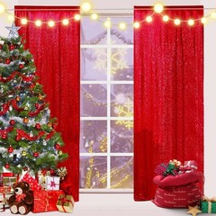 Versatile Red Sequin Backdrop Curtain 2 Panels 2Ft x 8Ft for Memorable Events