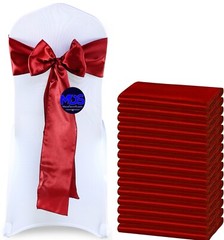 100 Apple Red Satin Chair Sashes Silky Sateen Chair Bows wedding party décor