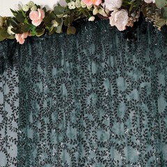 8ft x 8ft HUNTER GREEN Tulle Backdrop CURTAIN Drape Panel Embroidered Sequins