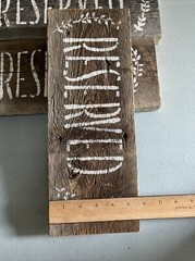 3 RESERVED Reversible Calligraphy SIGNS Wooden Event Painted Wedding Brown Grey