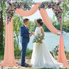Wedding Arch Draping Fabric Pink Chiffon Fabric 29″W x 240″L (Pack of 1) Peach