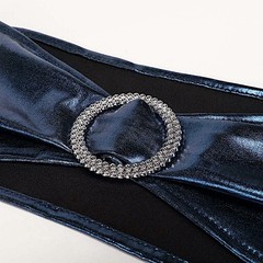 10 Navy Blue Metallic Spandex Chair Sashes Silver Buckles Wedding Decorations