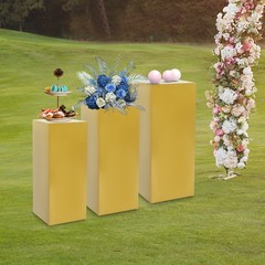 3 Pcs Metal Display Pedestal Stands, Display Pillars For Birthday Party Wedding