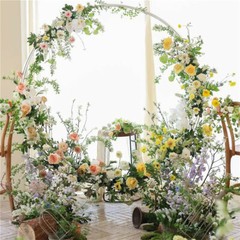 Round Wedding Arch Metal Hoop Garden Arbor for Floral Balloon Garland In/Outdoor