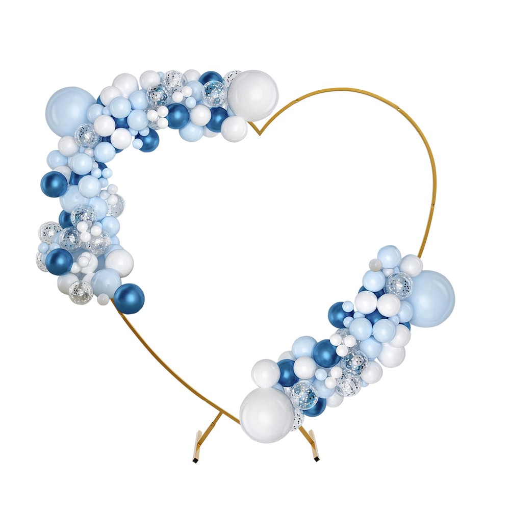 210cm(6.89ft) Heart Shaped Gold Metal Balloon Arch Stand Frame Display Kit Love