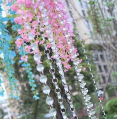5M Acrylic Crystal Squere Garland Strand Chain Hanging Diamond WeddingTree Decor