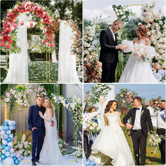 Gold Metal Arch Backdrop Stand Set of 2 7.2FT 6FT Wedding Balloon Decor Frames