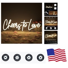 Versatile Cheers to Love LED Neon Sign – USB Decor for Weddings, 16.5″x5.9″