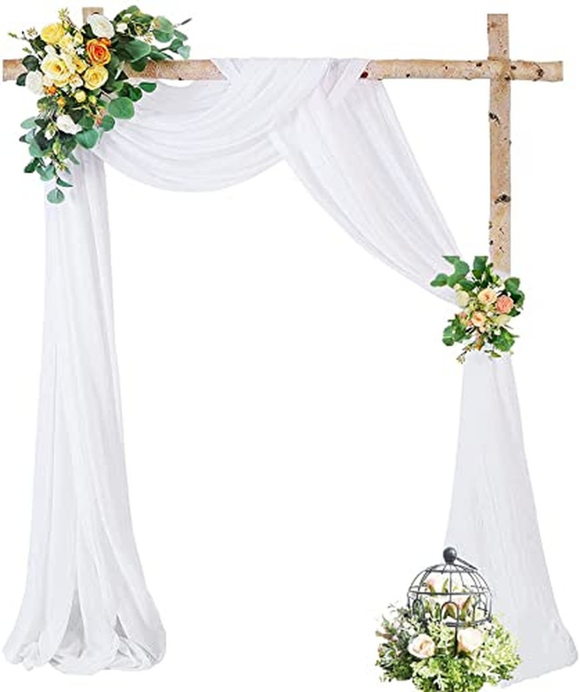 PARTISKY Wedding Arch Draping Fabric, 1 Panel 28″ x 19Ft White Wedding Arch D…