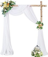 PARTISKY Wedding Arch Draping Fabric, 1 Panel 28″ x 19Ft White Wedding Arch D…