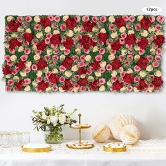 12 Pcs Artificial Flower Wall Panels Faux Hanging Floral Backdrop Decor 40*60cm