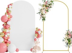 7.2 FT Wedding Arch Backdrop Stand and White Arch Cover Metal Arch Stand