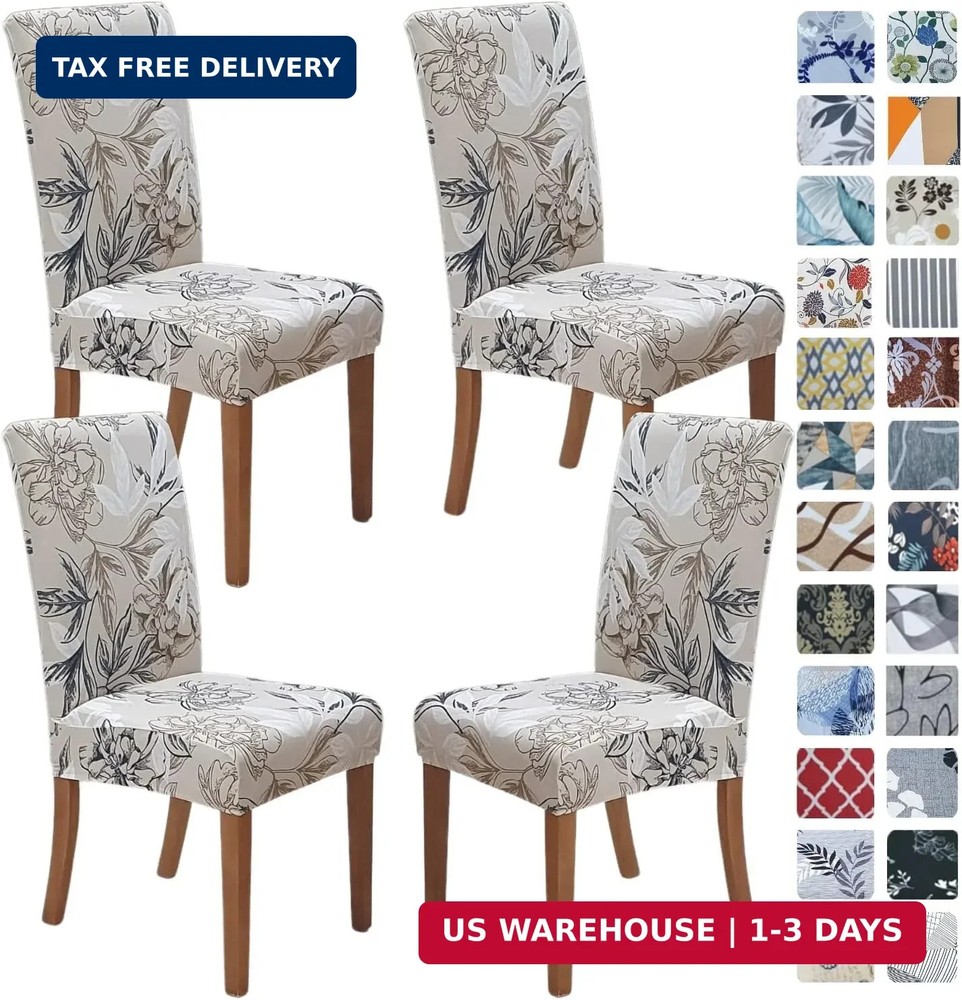 SPRINGRICO Chair Covers for Dining Room Set of 4, Stretch Dining Chair Cover, Wa