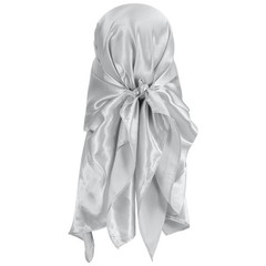 35 Inch Square Satin Head Scarf Silk Feeling Hair Scarf, Light Grey