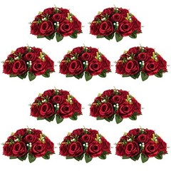 Flower Wedding Centrepieces for Tables – 9.5in Diameter 10 Pcs Crimson