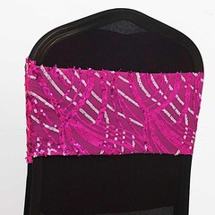 5 FUCHSIA SILVER Mesh Embroidered Sequins CHAIR SASHES Party Events Decorations