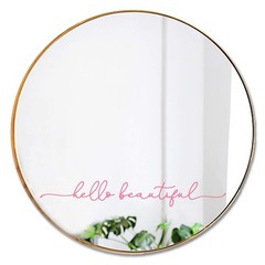 Hello Beautiful Mirror Decal – Elegant Pink Vinyl Sticker for Bathroom Mir