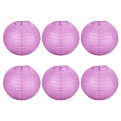 6pcs 8 Inch Folding Hanging Paper Lanterns Medium Lampshade Pink