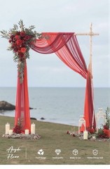 Deluxe Wedding Arch Flowers with Drapes Kit Pack of 4, 2pcs Burgundy & Red