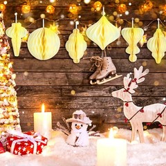 Nezyo 12 Pcs Christmas Paper Honeycomb Balls Party Pom Poms Special-Shaped De…