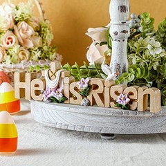 Maitys He is Risen Table Top Decoration Christian Resin Sign Cross Dove Natural