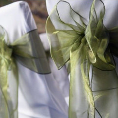 olive green organza chair sashes ties bow chair ribbons wedding birthday decor