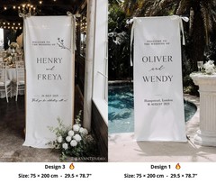 Custom Fabric Wedding Welcome Sign Personalized Linen Wedding Banner Decor