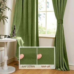 StangH Velvet Drapes Grass Green – Heavy Velvet Blackout Curtain Panels Rod P…