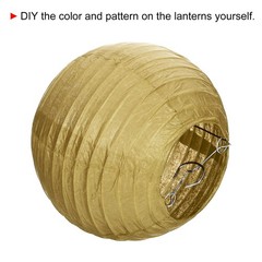 6pcs 6 Inch Folding Hanging Paper Lanterns Small Lampshade Gold