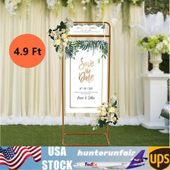 Metal Photo Display Stand Gold Wedding Arch Rectangle Rack Sign Poster Stand USA
