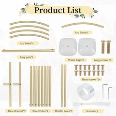 Wedding Arch Stand Gold Metal 7.2FT Chiara Arched Frame for Birthday Party Baby
