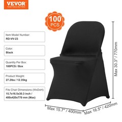 VEVOR 100PCS Black Stretch Spandex Folding Chair Covers for Wedding Party Dining
