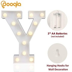 LED Marquee Letter Lights Sign, Light Up Alphabet Letter Letter Y Warm White