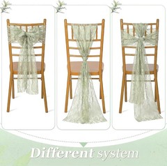 50 Pack Sage Green Lace Chair Sashes with Bows – Twine Your Wedding Elegance