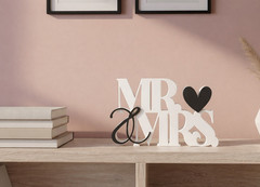 MR & MRS Wedding Table Sign with Rings, Valentine’s Day Gift
