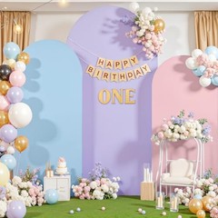 Set of 3 Arch Backdrop Covers(6ft, 5ft, 6FT,5FT,4FT Pink+Light Blue+Lavender